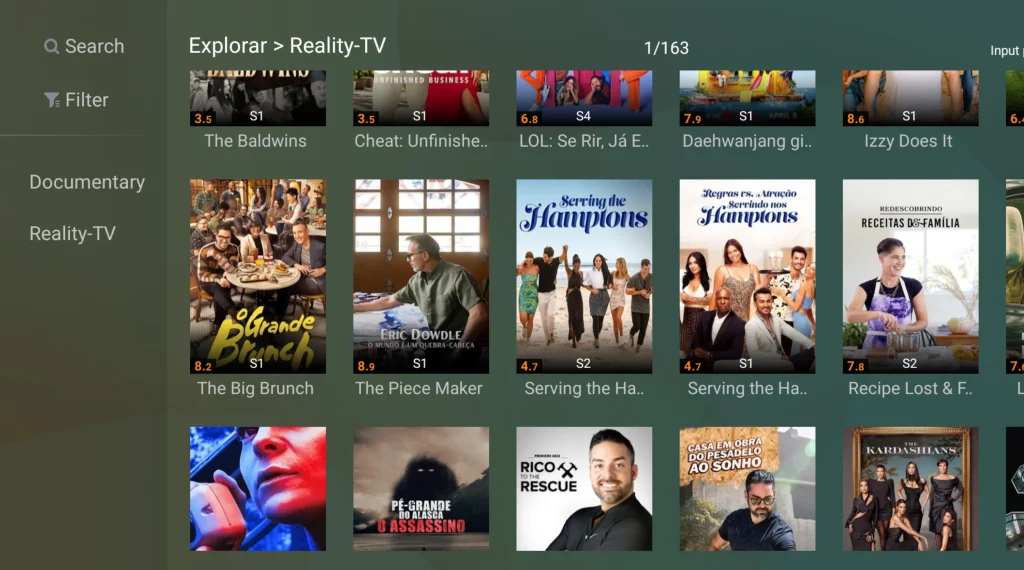 Youcine interface showcasing various TV shows and movies available for users to browse and watch.