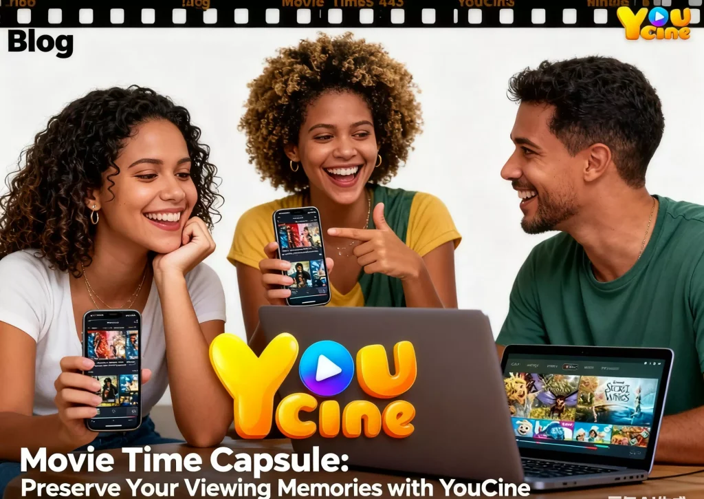 YouCine's Movie Time Capsule: An illustration highlighting the concept of saving and sharing your movie viewing experiences.